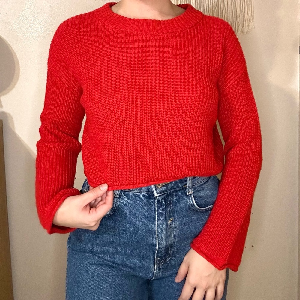 Wild Fable Vibrant Red Crew Neck Sweater